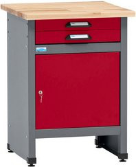 Küpper Werkbank mit 2 Schubladen und Tür in Rot/Grau, B/T/H: 60 x 60 x 84 cm - Bild 1