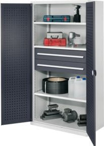 Kappes Schwerlastschrank OMT Mod. 42 aus Stahl mit abschließbaren Türen und innenliegenden Lochplatten in Grau - Bild 1