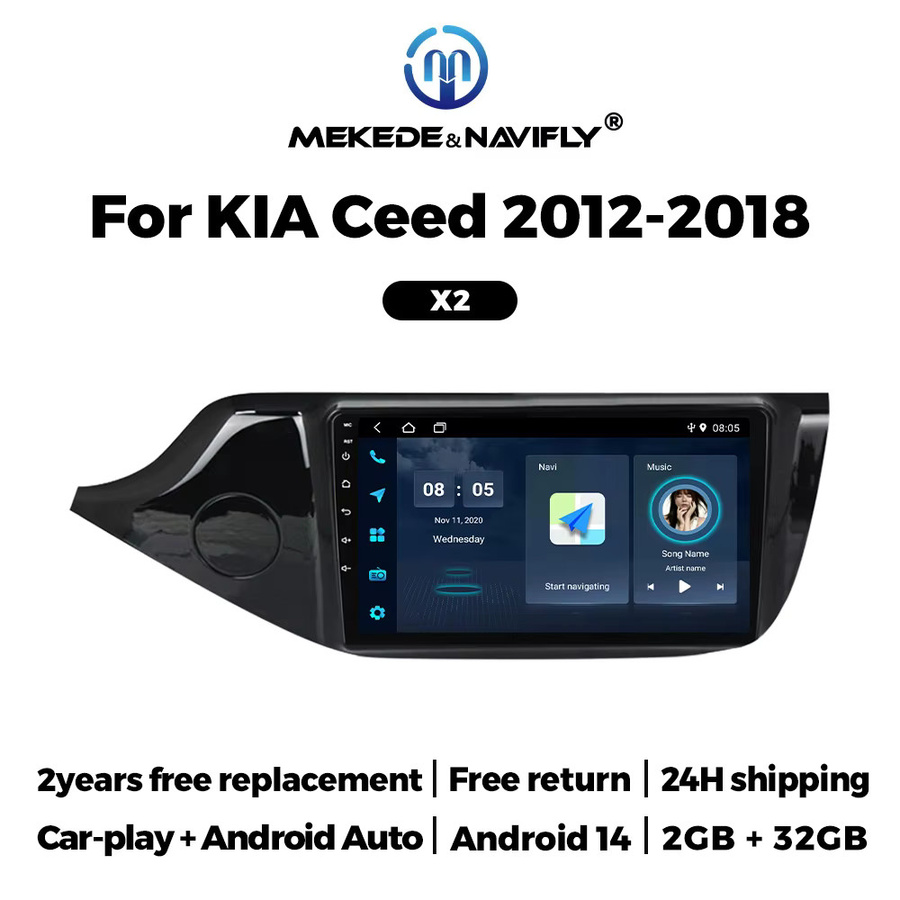 NAVIFANS Android Autoradio für Kia Ceed 2 JD (2012-2018) mit Carplay, Bluetooth, GPS und Videoplayer in Schwarz - Bild 2