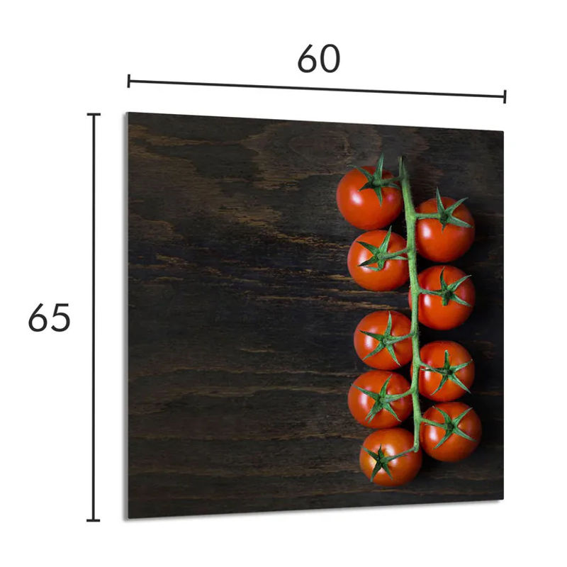 Modernes Küchenrückwand-Glas mit Tomaten-Motiv in Rot, B: 60 cm, H: 65 cm - Bild 2