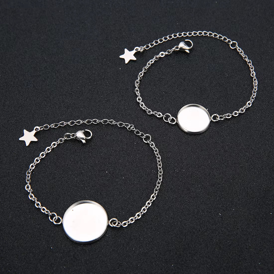 lingsai Armband-Rohling Edelstahl, Fassung für Cabochon und Kamee, 12/14/16/20mm - Bild 2