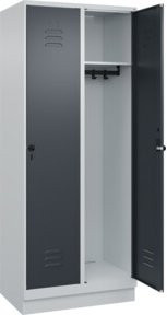 C+P Spind Classic PLUS Garderobenschrank mit Sockel, 2 Abteile, Grau/Anthrazit, H x B x T: 195 x 80 x 50 cm - Bild 1