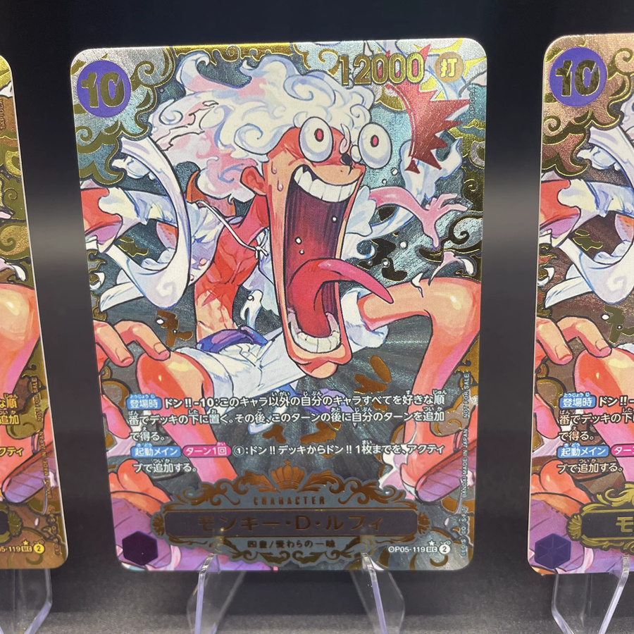 Bandai One Piece Monkey D Ruffy Flash Karte, 3-teiliges Set, Gold Silber Kupfer - Bild 2
