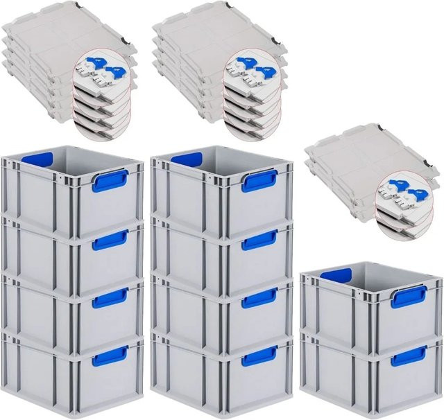 PROREGAL Spar Set 10x Eurobox Nextgen Color mit Scharnierdeckel und Schiebeschnappverschlüssen, Blau, H x B x T: 22 x 30 x 40 cm - Bild 1