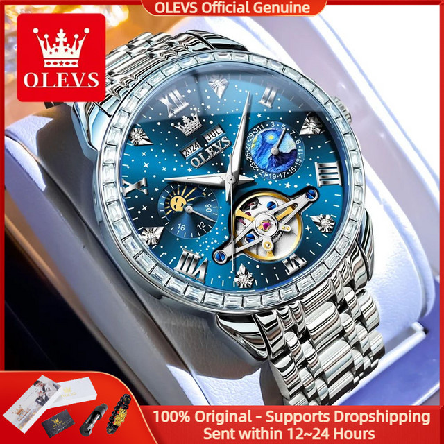 OLEVS Armbanduhr, Automatik, Edelstahl, Mondphase, Herren - Bild 1