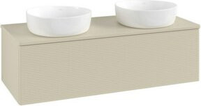 V&B Waschtischunterschrank Antao mit Frontstruktur und Beleuchtung, Farbe: Grau lackiert, B/T/H: 120 x 50 x 50 cm - Bild 1