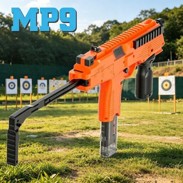 CTMA MP9 Maschinenpistole, elektrische automatische Spielzeugpistole, mit Infrarot-Softbullets, orange - Bild 1