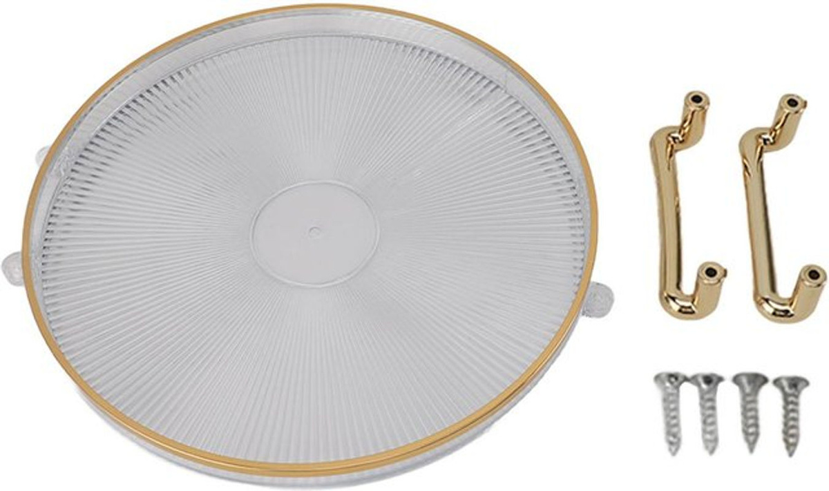 CosyHome Serviertablett rund aus Glas mit goldenem Rand und Griff, transparent - Bild 1