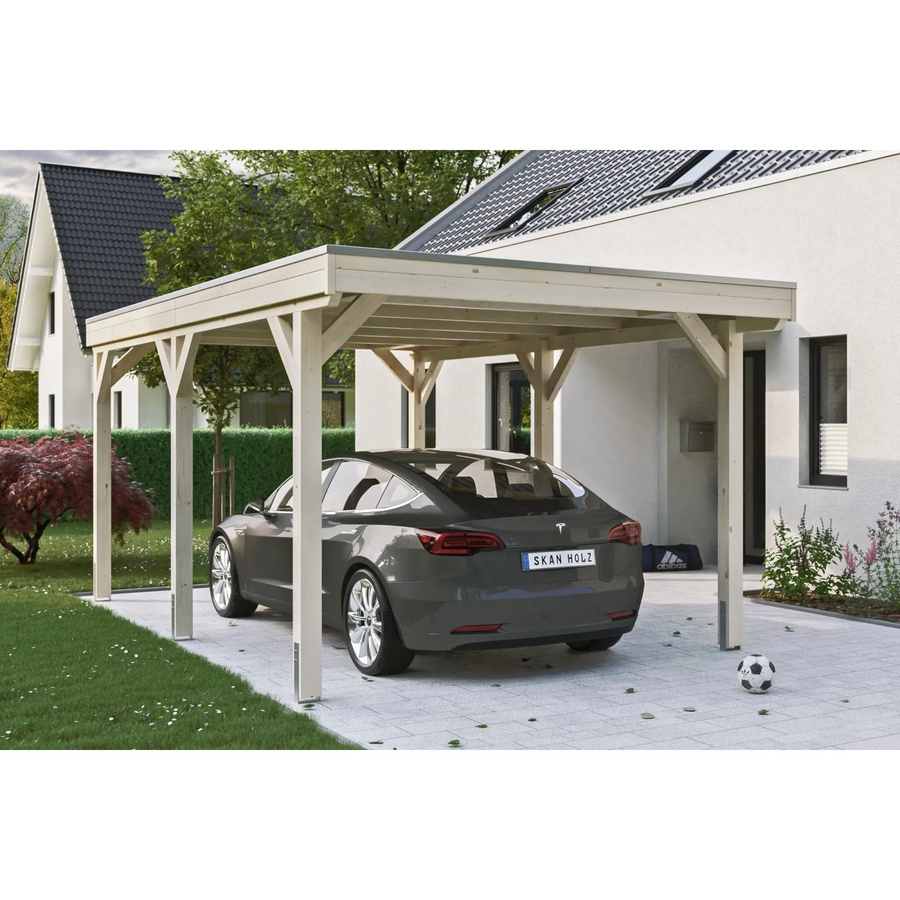 Skanholz Carport Grunewald aus Fichten-Leimholz mit EPDM-Dach in Beige, B/T: 321 x 554 cm, Höhe: 243 cm - Bild 2