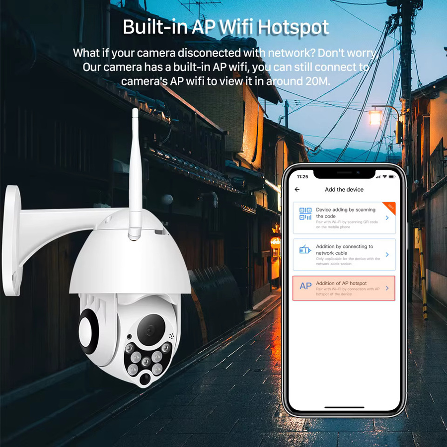 Abuntu YCC365 Plus PTZ Wifi Outdoor Kamera, 1080P HD CCTV Sicherheitssicherheitssensoren, 4x Zoom, Wasserdichte Speed Dome Drahtlose Überwachungskamera, Weiß - Bild 4