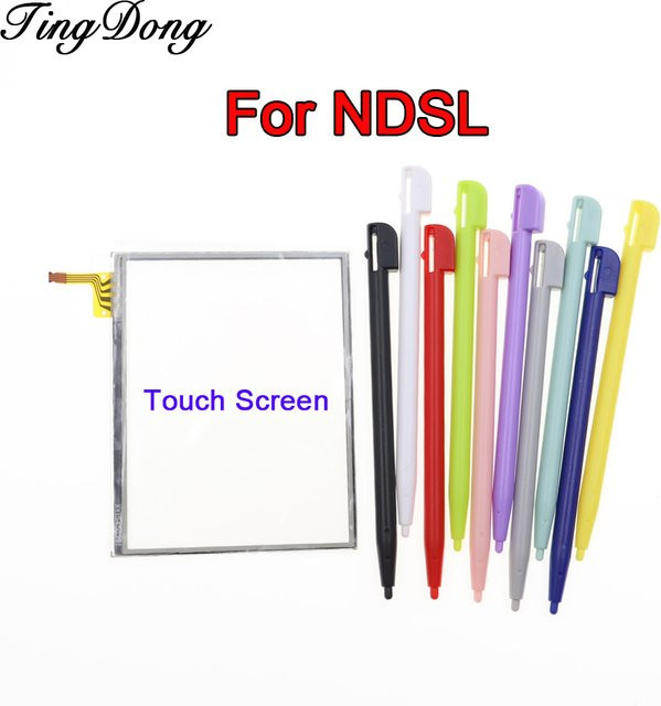 TingDong Ersatzset für NDSL-Spielekonsole mit weißem Touchscreen-Display-Digitizer-Glas und 2 Teleskop-Stiften aus Kunststoff und Metall - Bild 1