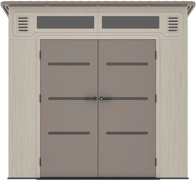 Vente-unique Schrebergartenhaus Anteva aus HDPE-Kunststoff in Braun und Beige mit Pultdach und Höhe: 237 cm - Bild 1