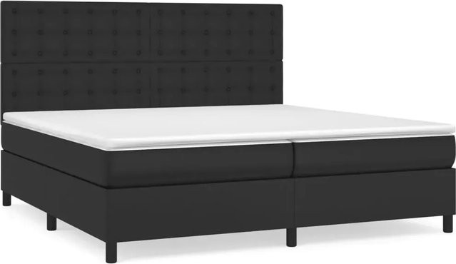vidaXL Boxspringbett mit Matratze in Schwarz aus Kunstleder, Hybridbett mit Taschenfederkern, B/T/H: 200 x 200 x 118 cm - Bild 1