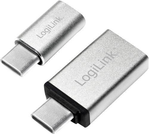 LogiLink USB 3.2 Gen 1 Adapter AU0040 in Silber mit USB-C Stecker, USB 3.0 Buchse A und USB 2.0 Micro-B Buchse - Bild 1
