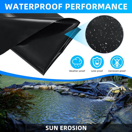 Verstärkte HDPE Teichfolie Schwarz 0,5 mm Wasserdichte Fischteich-Membran für Koi-Teiche und Gartenbrunnen