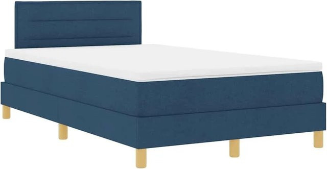 vidaXL Boxspringbett mit Matratze und Kopfteil in Blau, Hybridbett mit Taschenfederkern, B/T: 120 x 193 cm - Bild 1