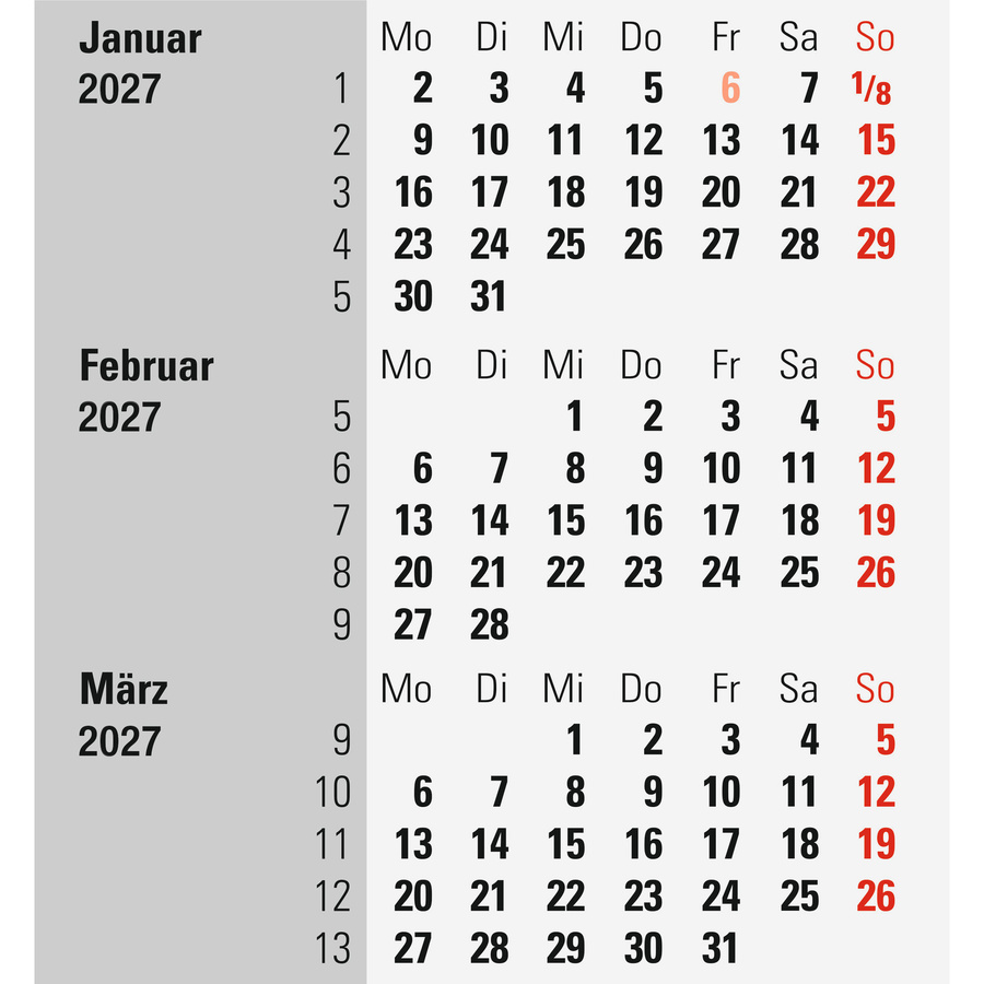 rido/idé Tischkalender 2027 Monatskalender Schwarz-Rot - Bild 2