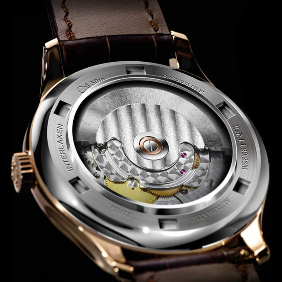 LOBINNI Armbanduhr Automatik, Gold, Bicolor, Leder, Herren - Bild 5