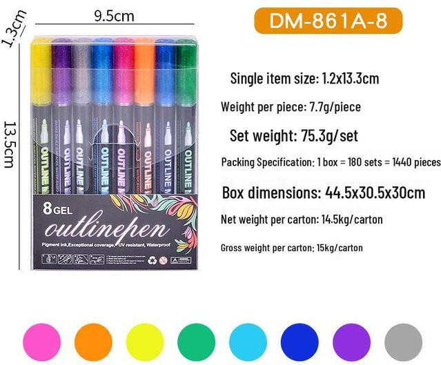 Take One Glitzer Double-Line Outline Stifte mit 48 Farben in Purple und Multicolour für Journaling und Kreativprojekte - Bild 1