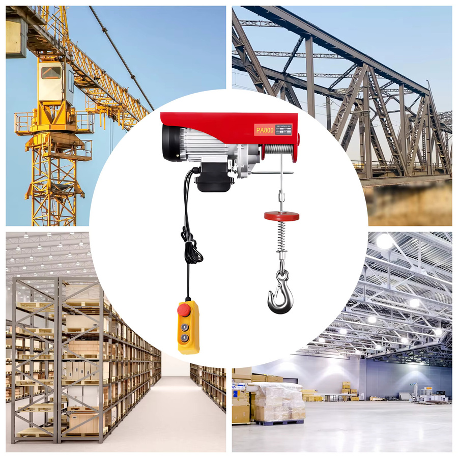 PA800 Elektrische Hebewinde in Rot mit 1450W Leistung, 800 kg Tragfähigkeit und 1m Fernbedienung, kabelgebundener Elektro-Seilzug aus legiertem Stahl für Einfach- und Doppelseilbetrieb - Bild 3