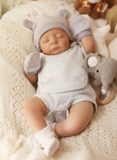 NPK Kai Neugeborene Baby-Reborn-Puppe, 19 Zoll, Plüsch / Textil - Bild 1