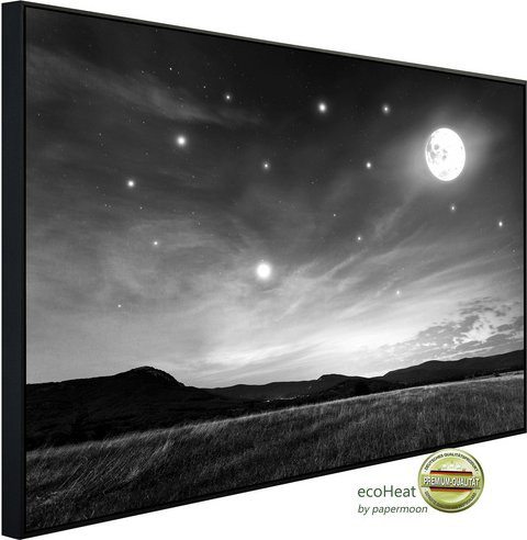 papermoon EcoHeat Infrarotheizung Nachthimmel Schwarz Weiss mit Matt-Effekt und App-Steuerung - Bild 1