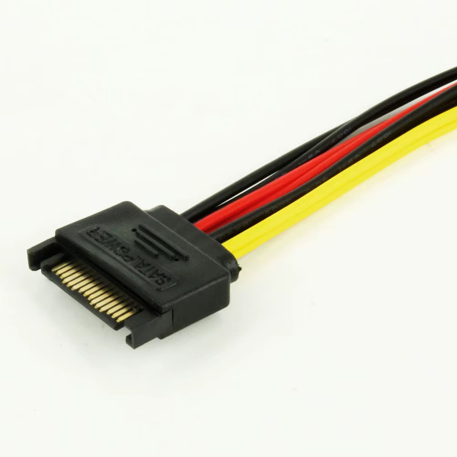 SATA 1 auf 2 Splitter Kabel in Schwarz für Computer und Festplatten (HDD) als Y-Form Netzteilkabel - Bild 2