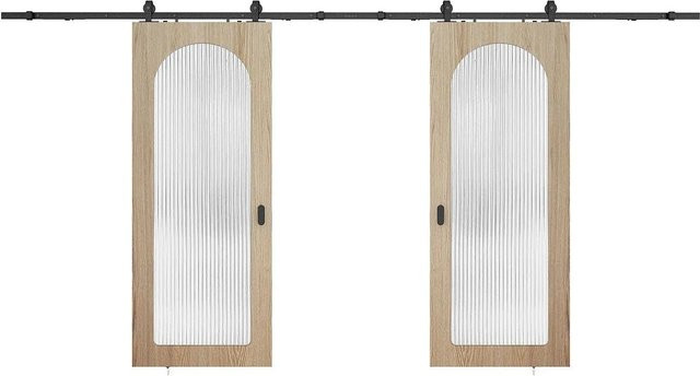 Schiebetür Odeza in Beige mit Glaseinsatz, Breite: 73 cm - Bild 1
