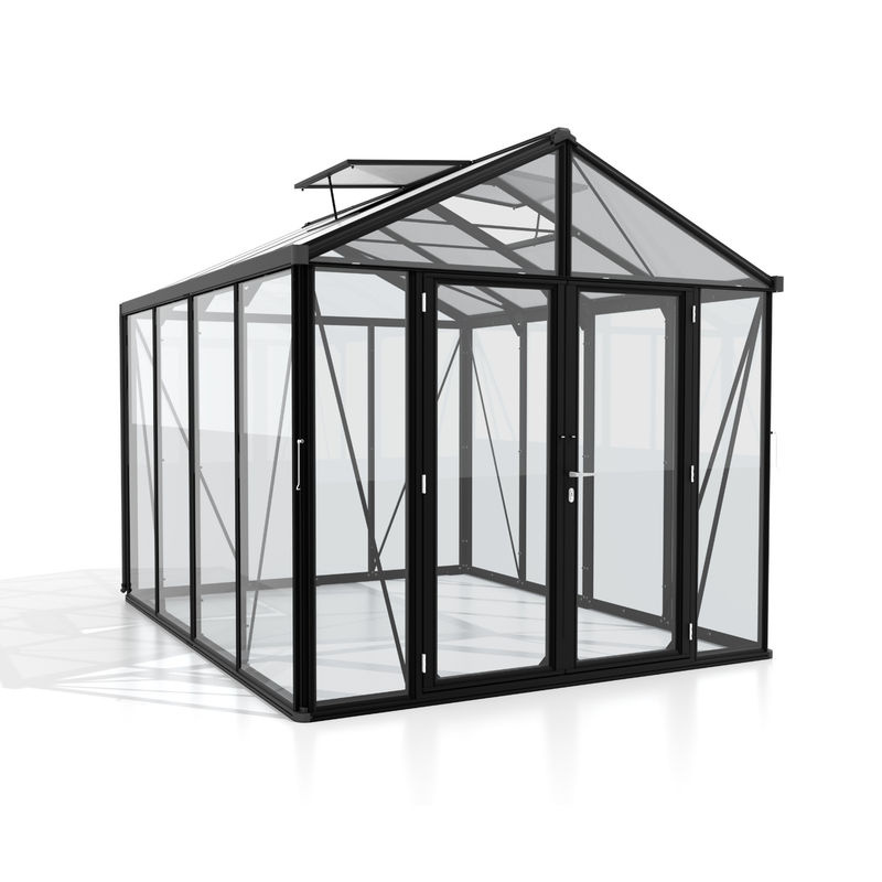 Vitavia Gewächshaus Zeus Comfort 8100 in Schwarz mit 8,1 m² Fläche, 3 mm ESG-Glas und 10 mm HKP-Profilen - Bild 3