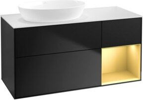 V&B Waschtischunterschrank Finion mit Wandbeleuchtung in Blau und Schwarz lackiert, Breite: 120 cm, Tiefe: 50,1 cm, Höhe: 50,1 cm - Bild 1