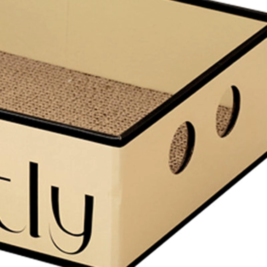 Kesoto Katzenkratzbox aus Wellpappe in Rot mit Karomuster als Katzen-Lounge und Kratzunterlage - Bild 5