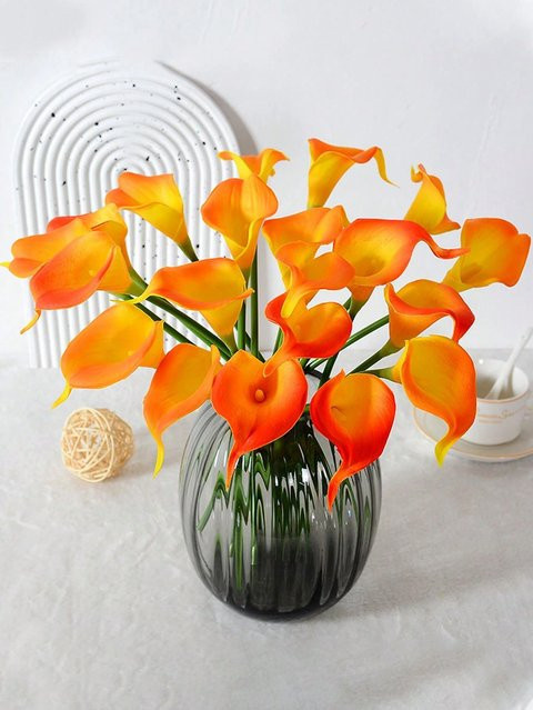 Uflower Künstliches Calla Lilie Bouquet in Royal Blue für Tischdekorationen und Hochzeitsarrangements - Bild 1