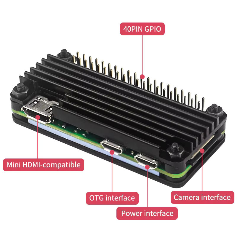 Aluminium-Kühlgehäuse für Raspberry Pi Zero 2 W in Schwarz mit Silikon-Pad und passiver Kühlung - Bild 3