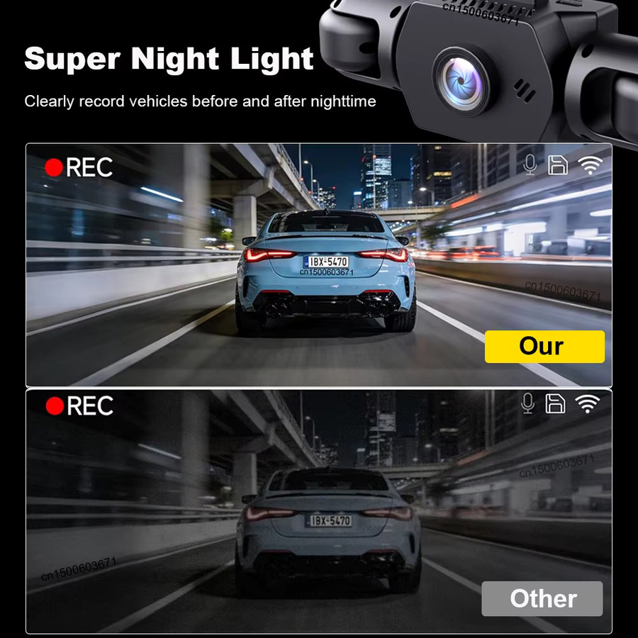 raugee 4-Kanal 360° Dashcam mit 4K und 1080P Auflösung, Auto-DVR Fahrzeug-Videorekorder mit Nachtsicht für Vorder-, Rück-, Links- und Rechtsansicht, Schwarz - Bild 4