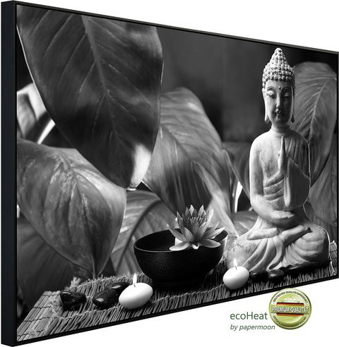 papermoon Infrarotheizung EcoHeat Buddha Figur in Schwarz und Weiss mit Matt-Effekt und App-Steuerung - Bild 1