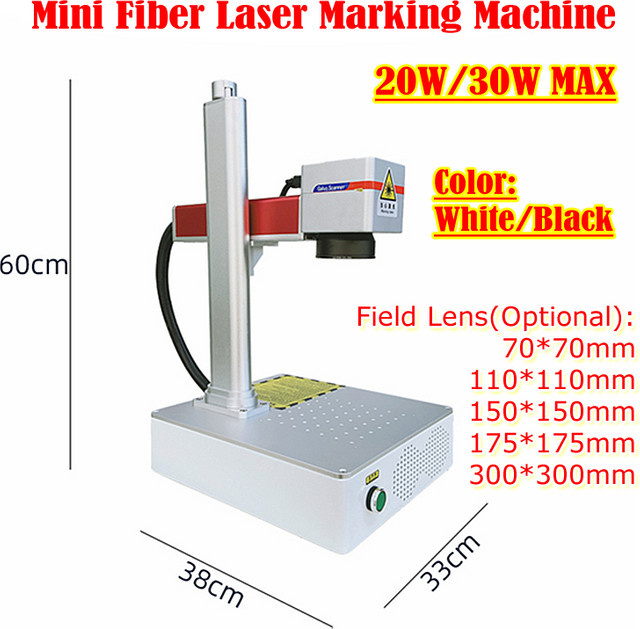 Raycus Desktop Mini Faserlaser-Markiermaschine 30W mit Drehachse für Edelstahl und PVC-Kunststoff in Weiß - Bild 1