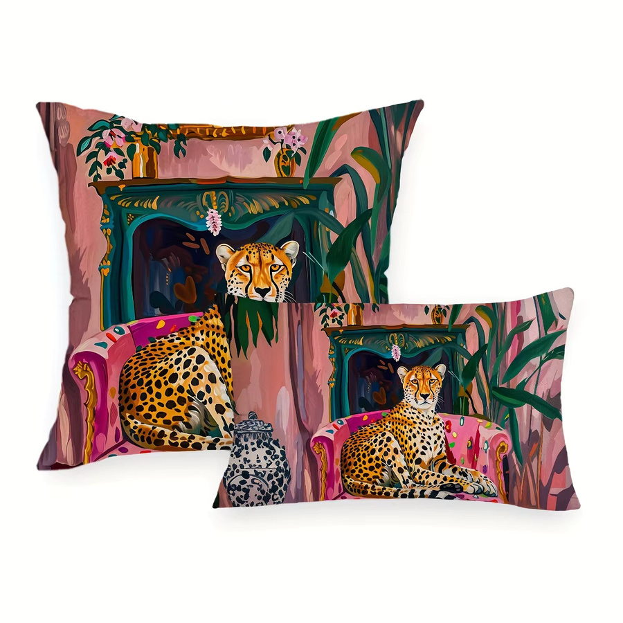 VIKAMA Botanischer Kissenbezug mit Leopardenmuster in Multicolour, Breite: 40 cm, Höhe: 40 cm - Bild 3