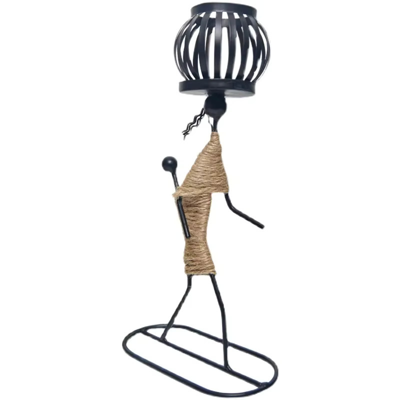 Jiahomily Abstrakte Charakter Skulptur Kerzenhalter aus Metall in Schwarz im Nordic Design für Tealights - Bild 3