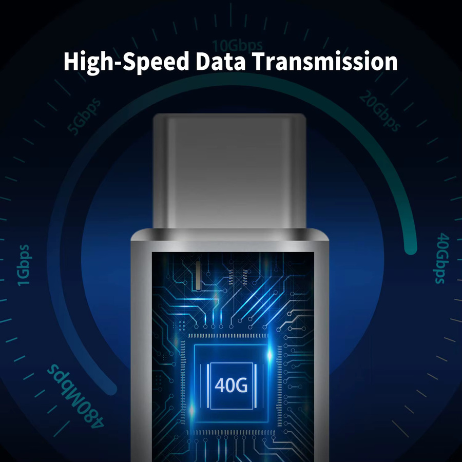 NNBILI USB-C auf USB-C Adapter mit 40 Gpbs Datenübertragung und Ladefunktion, Thunderbolt, USB 4.0, 3.1, 2.0, Farbe: Silber - Bild 5