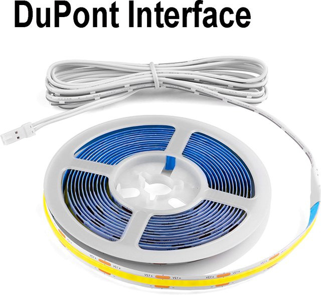 Lcamaw COB LED-Streifenlicht DC12V in Weiß mit DuPont-Anschluss für Küchenschrank- und Möbelbeleuchtung - Bild 1