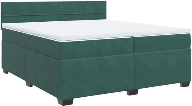 vidaXL Boxspringbett mit Matratze aus Samt in Dunkelgrün, B/T: 200 x 200 cm - Bild 1