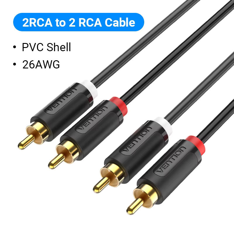 Tions RCA zu RCA Audio Kabel mit goldbeschichteten Steckern in Schwarz, Länge: 1 m oder 2 m - Bild 5