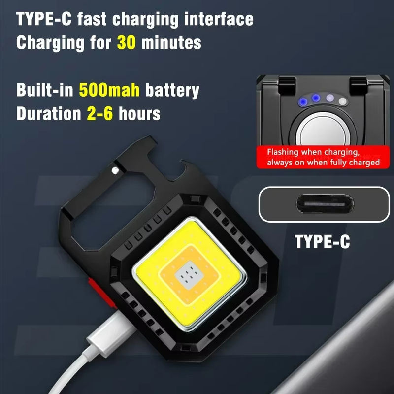 30er Set KDULIT Mini LED Schlüsselbund Taschenlampen mit COB-Licht, USB-ladbar, Schwarz, für Camping und Angeln - Bild 3