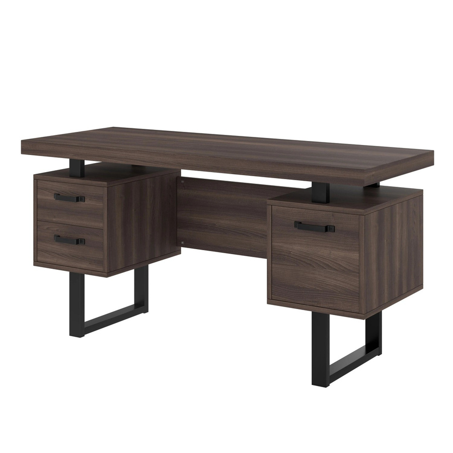 okwish Schreibtisch mit geräuschloser Ordnerschublade in Braun mit Holzmaserung, B/T/H: 135 x 54 x 76 cm - Bild 2