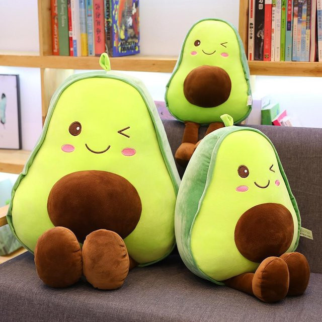 Wucifang Bags Avocado Stofftier Kissen, Plüschtier, 30cm, Weiß - Bild 1