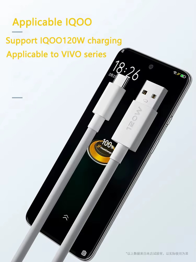 Vivo USB-C Super-Flash-Ladekabel 120W in Weiß für iQOO und Vivo Smartphones - Bild 2