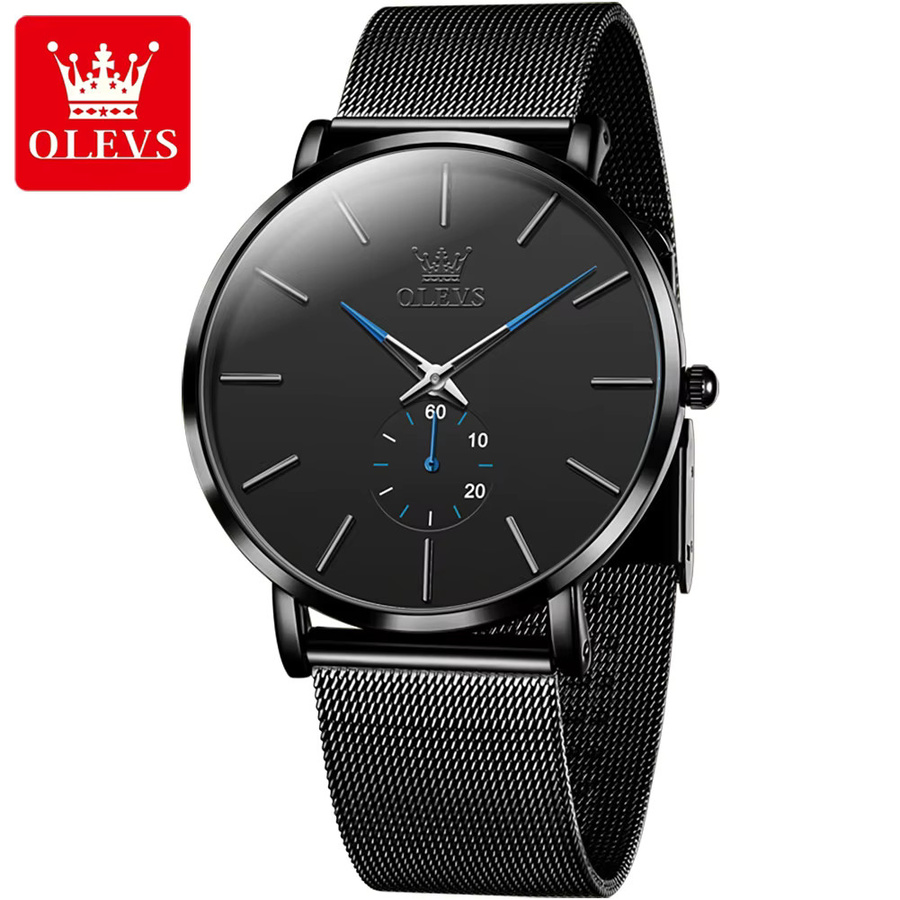 OLEVS Armbanduhr Chronograph, Quarz, Edelstahl, Schwarz, Herren - Bild 7