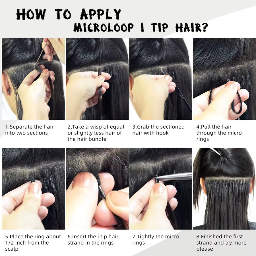 isheeny Yaki Straight Microlink I Tip Haarverlängerungen, Virgin Human Hair, Damen - Bild 5