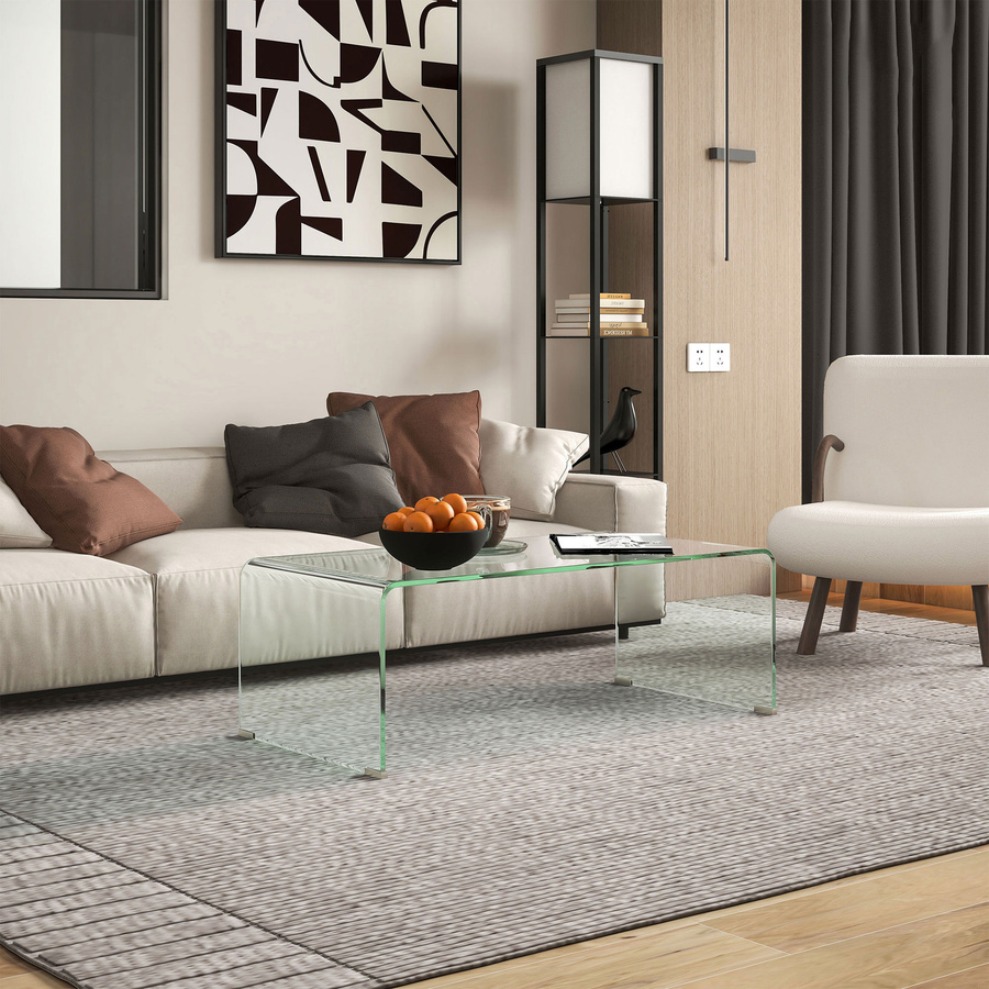 Aosom Couchtisch aus gehärtetem Glas, moderner rechteckiger Glastisch für Wohnzimmer und Schlafzimmer, Transparent, B/T/H: 100 x 50 x 35 cm - Bild 2