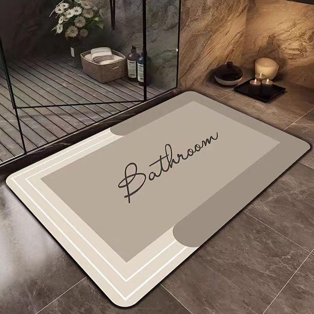 WTEMPO Badezimmer- und Toilettenbodenmatte, beige, wasserabsorbierend und rutschfest, B/T: 120 x 80 cm - Bild 1